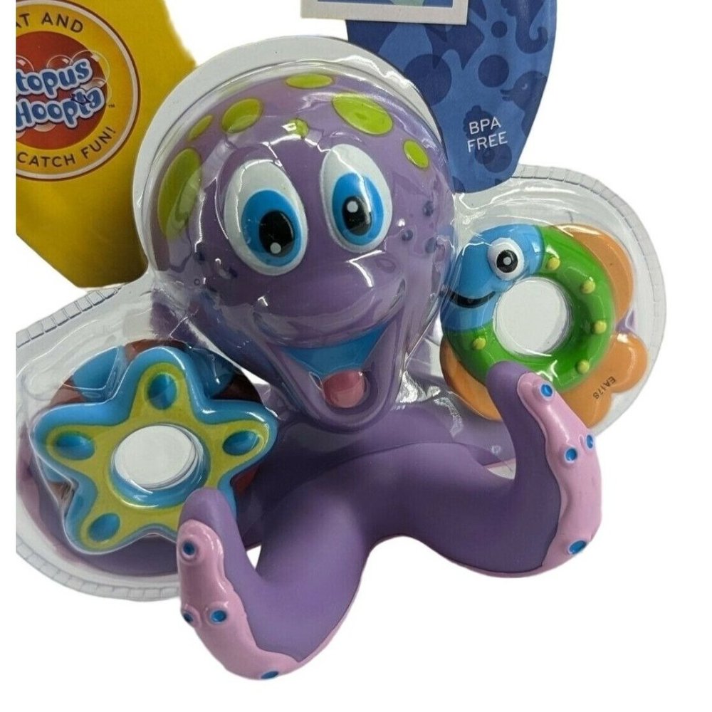 Nuby Floating Purple Octopus with 3 Hoopla Rings Interactive Bath Toy baby toddl